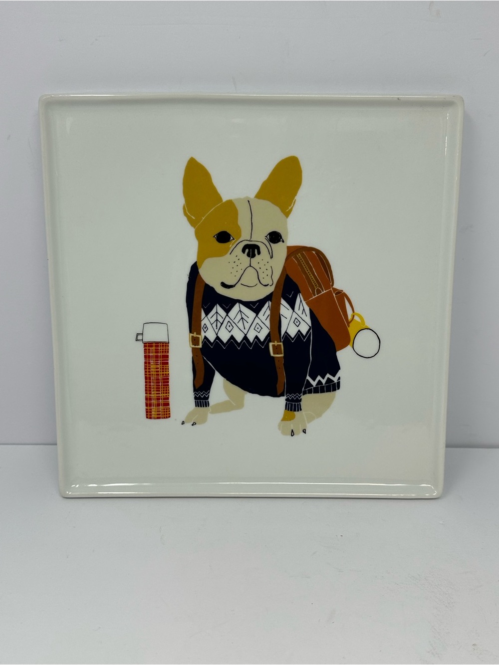 French Bulldog Claudia Pearson For West Elm Ceramic Plate 9” Square Frenchie U8